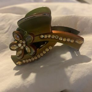 Vintage Green W/ CZ Hair Grip
